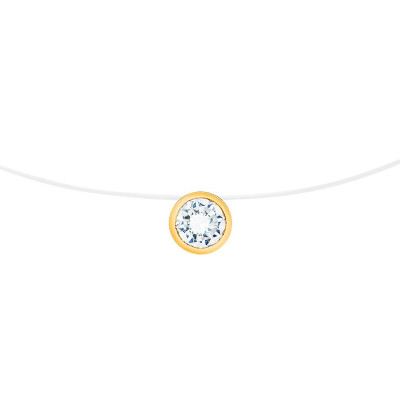 Collier fil nylon, Diamant G SI2 (serti clos) et Or jaune 750 - Diamond Lady