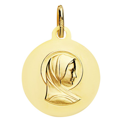 Médaille Vierge Bienveillante Sablée, Or Jaune, 16 mm - Lumiosa