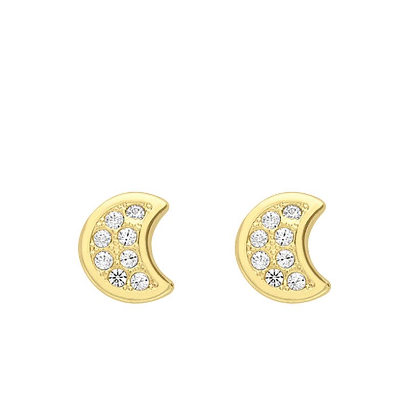 Boucles D'oreilles Lune Or Blanc Diamants 18 Carats - Neuf Avec étiquettes