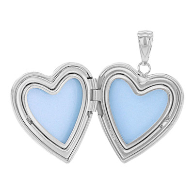 Pendentif Photo Coeur "Love you to the moon and back", Argent Rhodié, 28mm - Emanessence