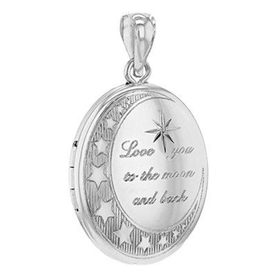 Pendentif Photo Etoilé "Love you to the moon and back", Argent Rhodié, 34mm - Emanessence