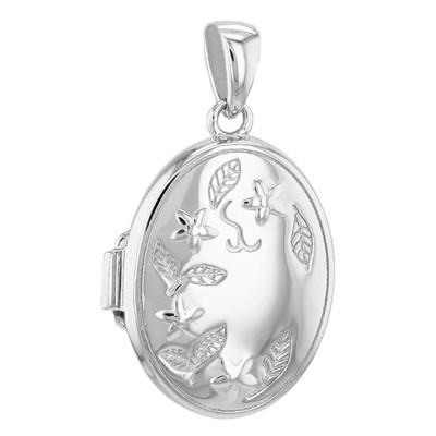 Pendentif Photo Gravé Ovale, Argent Rhodié, 29mm - Emanessence