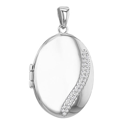 Pendentif Photo Ovale & Oxydes, Argent Rhodié, 35mm - Emanessence