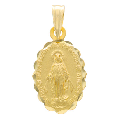 Médaille Miraculeuse Ovale, Or Jaune 750, 11x15mm - Lumiosa