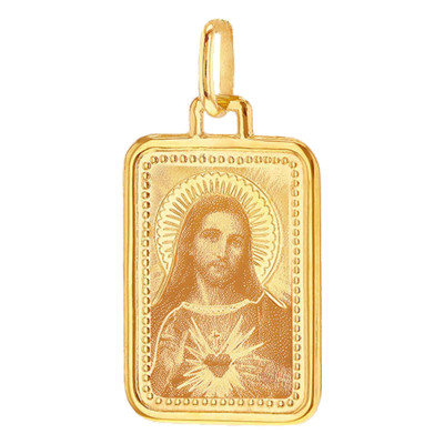 Médaille Christ Rectangulaire, Or Jaune 375, 13x26mm - Emanessence