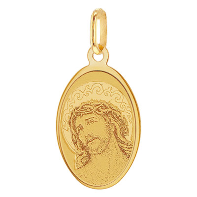 Médaille Christ Ovale, Or Jaune 375, 11.8x24.5mm - Emanessence