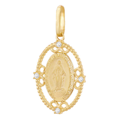 Médaille Miraculeuse en filigrane, Or Jaune 375, 15.5x28.5mm - Emanessence