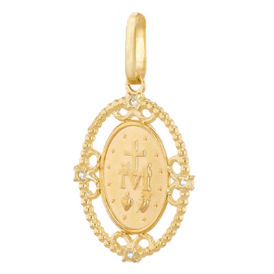 Médaille Miraculeuse en filigrane, Or Jaune 375, 15.5x28.5mm - Emanessence