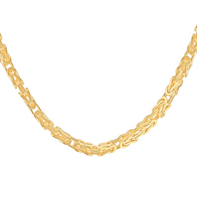 Chaîne Byzantine Carrée, Or Jaune 375, 5 mm, 46 cm - Manillon