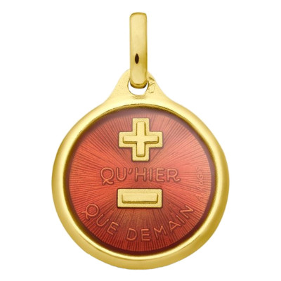 Médaille d'amour l'originale mini rouge, Or Jaune 750, 12mm - Augis