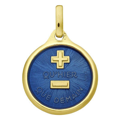 Médaille d'amour l'originale mini bleu, Or Jaune 750, 12mm - Augis