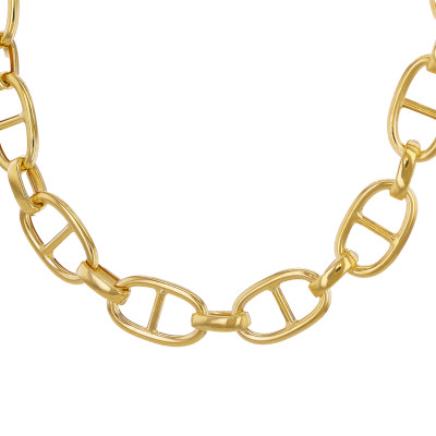 Chaîne Maille Marine Creuse, Or Jaune 375, 46 cm, 7,50 mm - Manillon