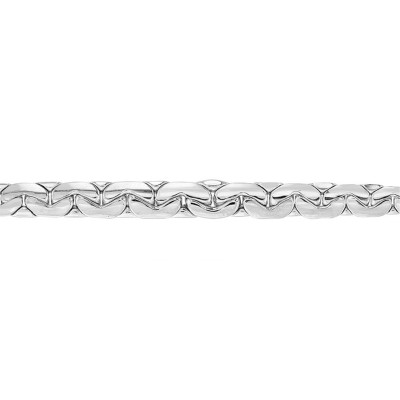 Chaîne maille haricot plate, Or blanc 750, 45 cm - Manillon