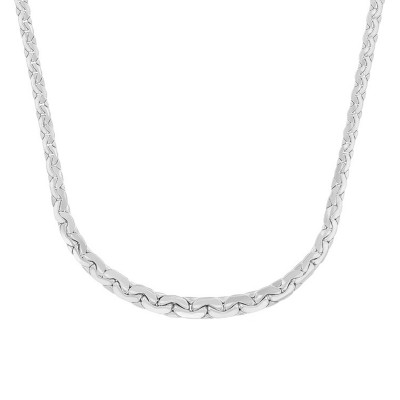 Chaîne maille haricot plate, Or blanc 750, 50 cm - Manillon