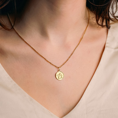 Médaille Ronde Baptême Ange, Or Jaune 750, 14,50 mm - Lumiosa