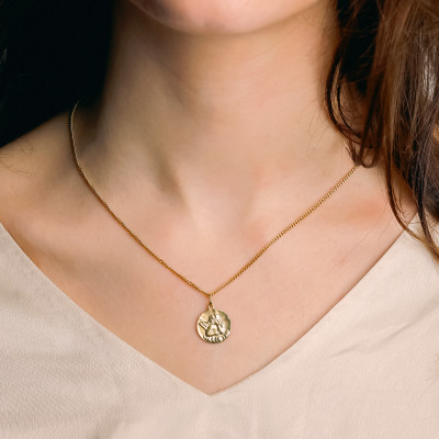 Médaille Baptême Ange Gardien, Or Jaune 750, 15 mm - Lumiosa
