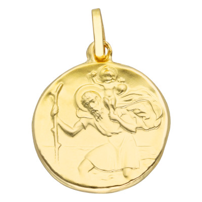 Médaille Saint Christophe Ronde, Or Jaune 750, 15,50 mm - Lumiosa