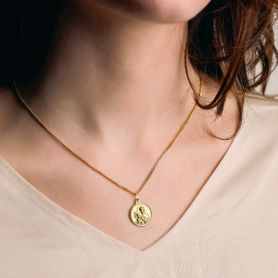 Médaille Saint Joseph Ronde, Or Jaune 750, 17 mm - Lumiosa