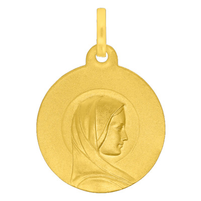 Médaille Vierge Bienveillante Profil, Or Jaune 750, 18 mm - Lumiosa