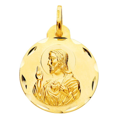 Médaille Facettée Christ de Profil, Or Jaune 750, 14 à 24 mm - Lumiosa