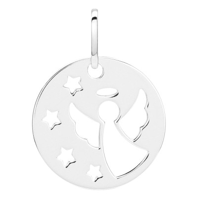 Médaille Ange à Étoiles Ajourés, Argent 925, 16 mm - Emanessence