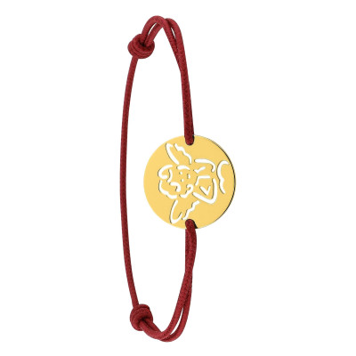 Bracelet Cordon Rouge Petit Ange, Or Jaune 750 - Bambins
