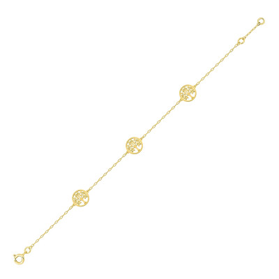 Bracelet Trois Arbres de vie, Or Jaune 750, Longueur 18 cm - Emanessence