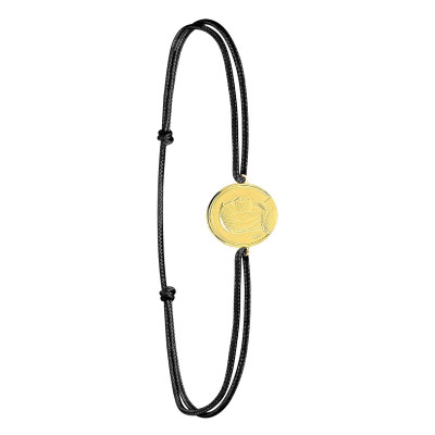 Bracelet Cordon Noir Vierge Marie, Or Jaune 750 - Bambins