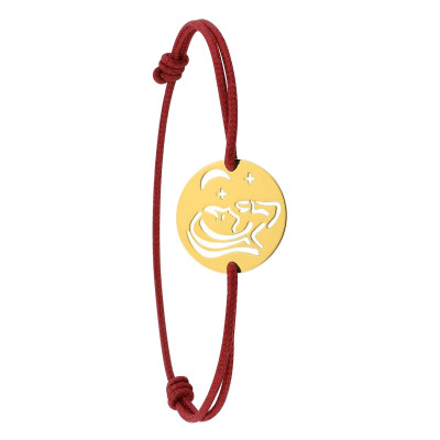 Bracelet Cordon Rouge Vierge en prière, Or Jaune 750 - Bambins