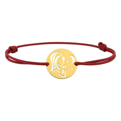 Bracelet Cordon Rouge Vierge en prière, Or Jaune 750 - Bambins