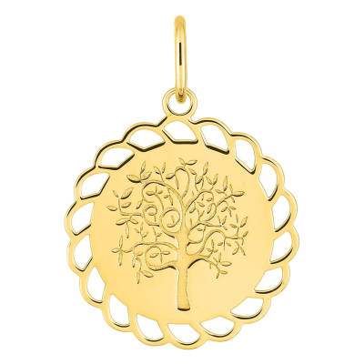 Pendentif Arbre de vie arabesque, Or Jaune 750, 15mm - Emanessence