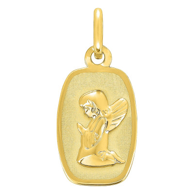 Médaille Ange en prière, Or Jaune, 15x10mm - Emanessence