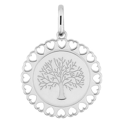 Pendentif Arbre de vie et coeurs, Argent 925, 16mm - Emanessence