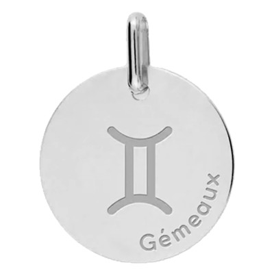 Médaille Zodiaque Gémeaux, Or Blanc - Lucas Lucor