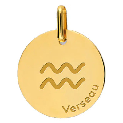 Pendentif Signe Astrologique Verseau, Or Jaune, 16mm - Lucas Lucor
