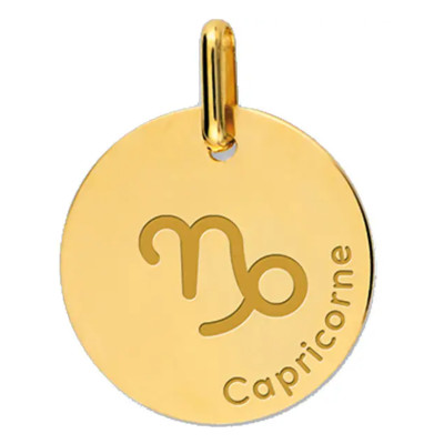 Médaille Signe Astrologique Capricorne, Or Jaune, 16mm - Lucas Lucor