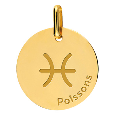 Médaille Signe Astrologique Poisson, Or Jaune, 16mm - Lucas Lucor
