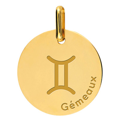 Pendentif Signe Astrologique Gémeaux, Or Jaune, 16mm - Lucas Lucor
