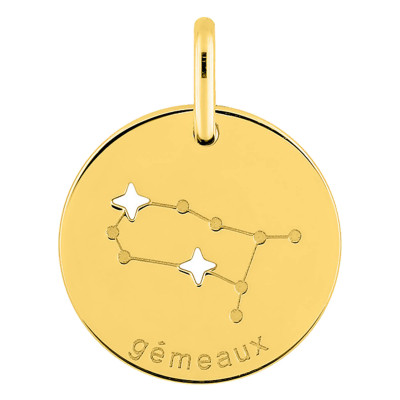 Pendentif Constellation Gémeaux, Or jaune 750, 14mm - Emanessence