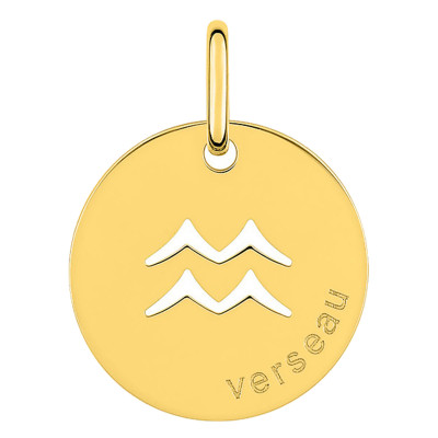 Pendentif Signe Astrologique Verseau, Or jaune 750, 15mm - Emanessence