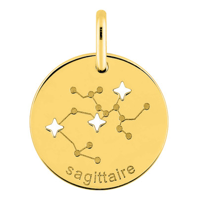Pendentif Constellation Sagittaire, Or jaune 750, 14mm - Emanessence