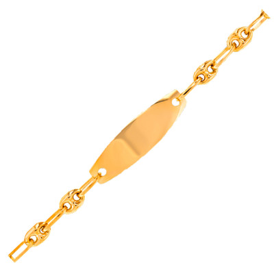 Gourmette bébé Ovale Maille Grain de Café, Or jaune 375, 9 à 14cm - Bambins
