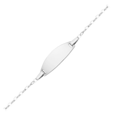 Gourmette bébé Tonneau Maille Forçat, Or Blanc 375, 16cm - Bambins
