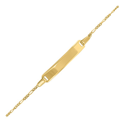 Gourmette bébé maille cheval alternée triple, Or jaune, 11 à 13cm - Bambins