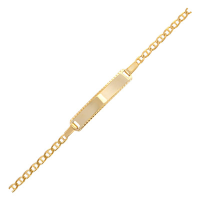 Gourmette Rectangle Maille Marine Or Jaune, 13 cm réglable - Bambins