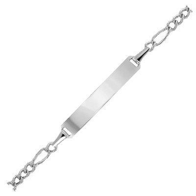 Gourmette bébé maille cheval alternée, Or blanc 375, 15cm - Bambins