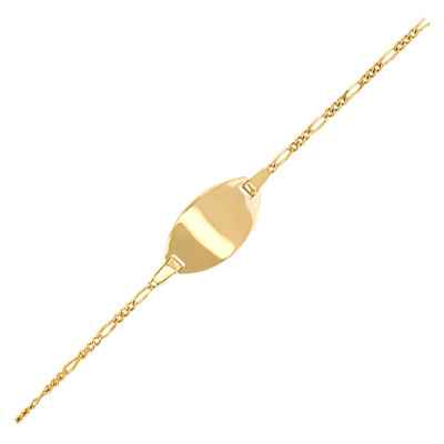 Gourmette bébé maille cheval alternée, Or jaune, 11 à 13cm - Bambins