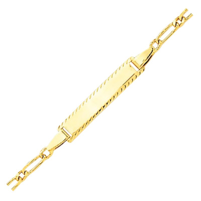 Gourmette bébé Maille Cheval Alternée Simple, Or jaune 375, 12 à 14cm - Bambins