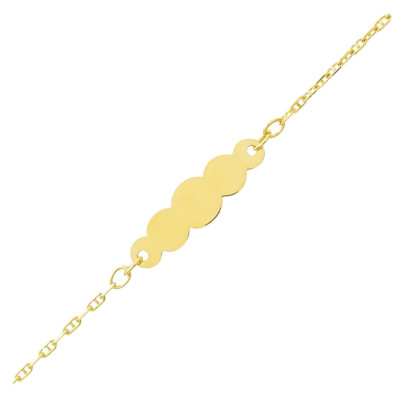 Gourmette bébé Nuage maille marine, Or Jaune 750, 14 cm - Bambins