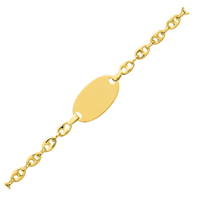 Gourmette Maille Grain de Café, Plaqué Or Jaune, 18cm - Emanessence